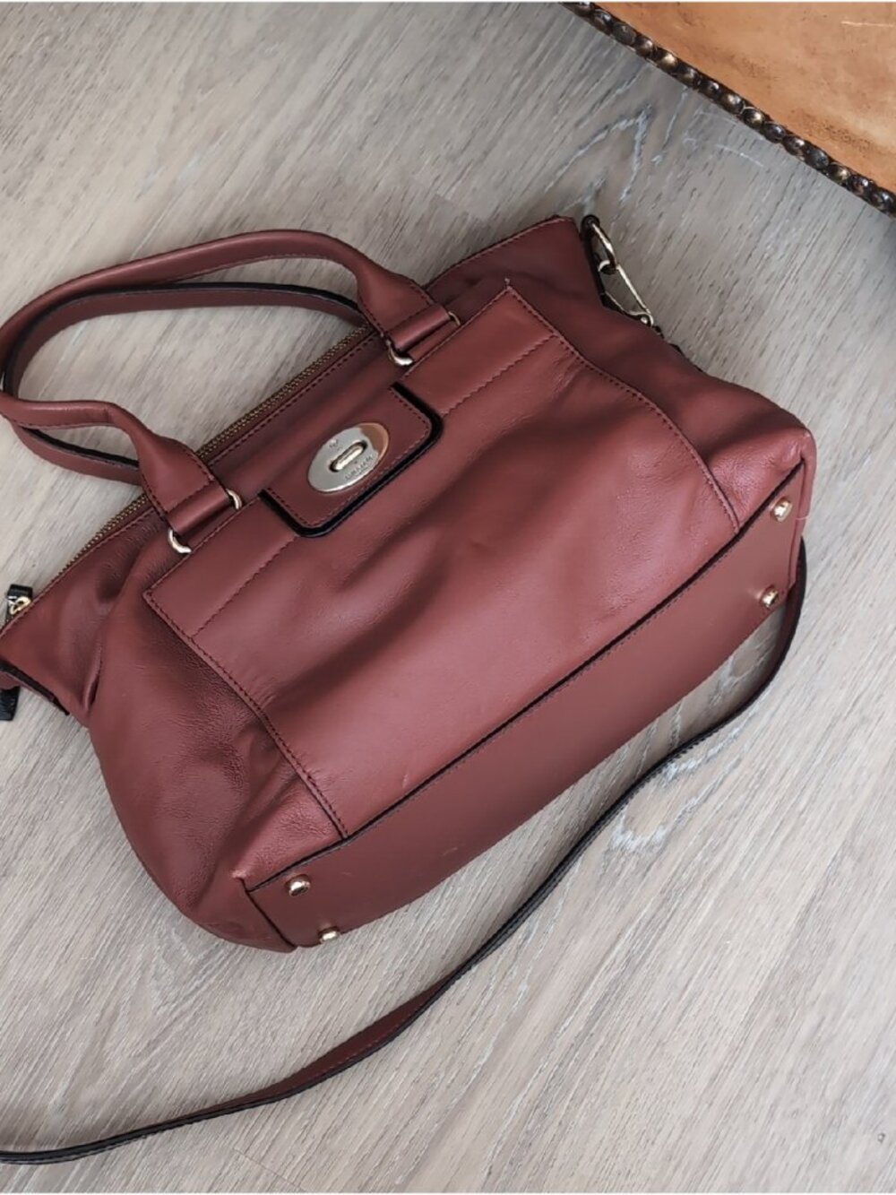 Kate spade Hampton Janie Brown Convertible Shoulder Bag with Gold Hardware